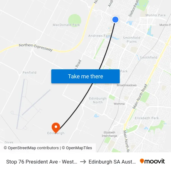Stop 76 President Ave - West side to Edinburgh SA Australia map