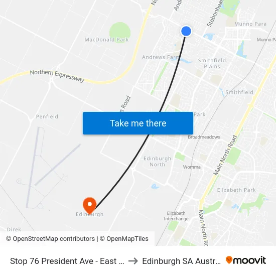 Stop 76 President Ave - East side to Edinburgh SA Australia map