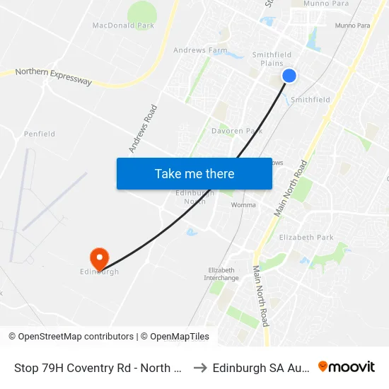 Stop 79H Coventry Rd - North West side to Edinburgh SA Australia map