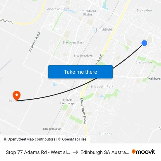 Stop 77 Adams Rd - West side to Edinburgh SA Australia map