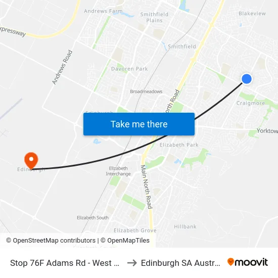 Stop 76F Adams Rd - West side to Edinburgh SA Australia map