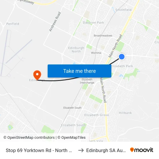 Stop 69 Yorktown Rd - North West side to Edinburgh SA Australia map