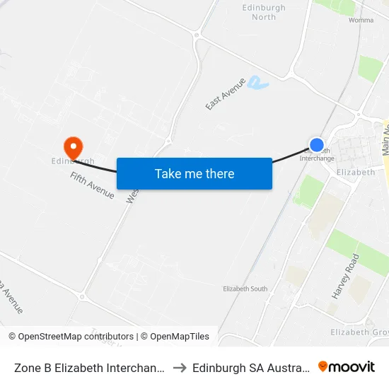 Zone B Elizabeth Interchange to Edinburgh SA Australia map