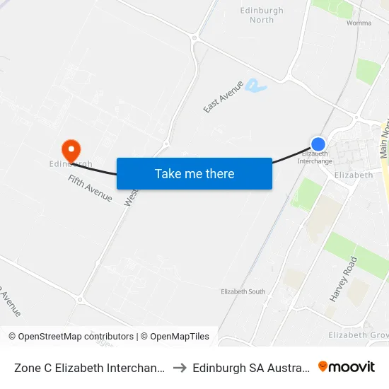 Zone C Elizabeth Interchange to Edinburgh SA Australia map