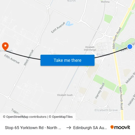 Stop 65 Yorktown Rd - North West side to Edinburgh SA Australia map