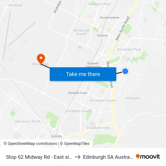 Stop 62 Midway Rd - East side to Edinburgh SA Australia map