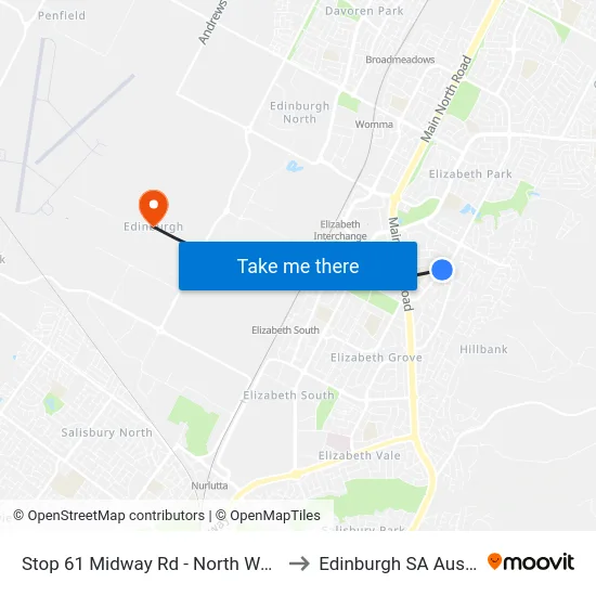 Stop 61 Midway Rd - North West side to Edinburgh SA Australia map