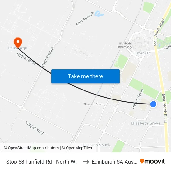 Stop 58 Fairfield Rd - North West side to Edinburgh SA Australia map