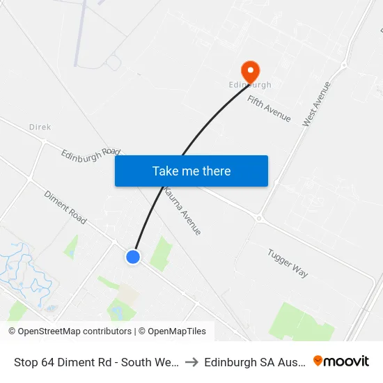 Stop 64 Diment Rd - South West side to Edinburgh SA Australia map