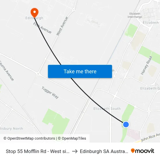 Stop 55 Mofflin Rd - West side to Edinburgh SA Australia map