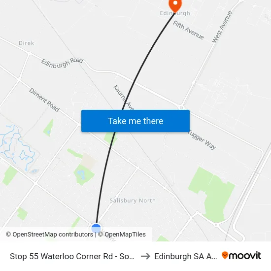 Stop 55 Waterloo Corner Rd - South West side to Edinburgh SA Australia map