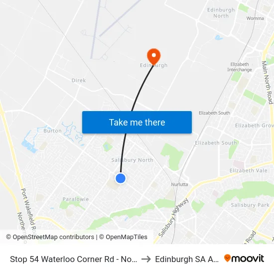 Stop 54 Waterloo Corner Rd - North East side to Edinburgh SA Australia map