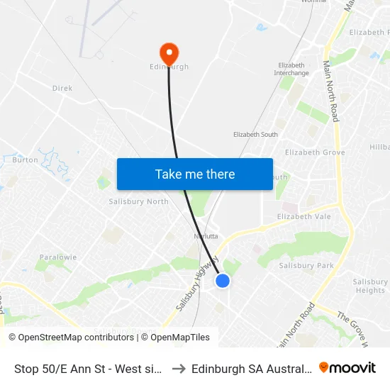 Stop 50/E Ann St - West side to Edinburgh SA Australia map