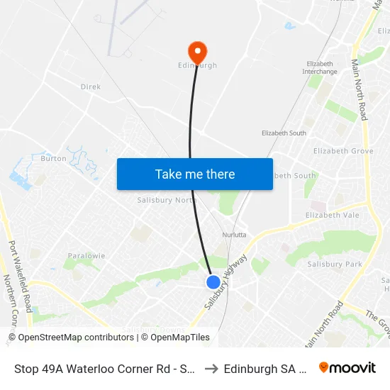 Stop 49A Waterloo Corner Rd - South West side to Edinburgh SA Australia map
