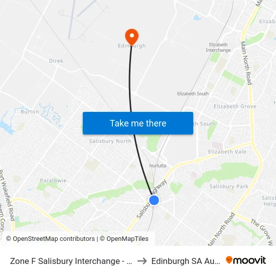 Zone F Salisbury Interchange - East Side to Edinburgh SA Australia map