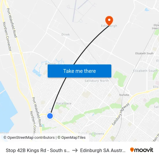 Stop 42B Kings Rd - South side to Edinburgh SA Australia map