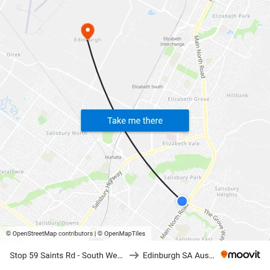 Stop 59 Saints Rd - South West side to Edinburgh SA Australia map