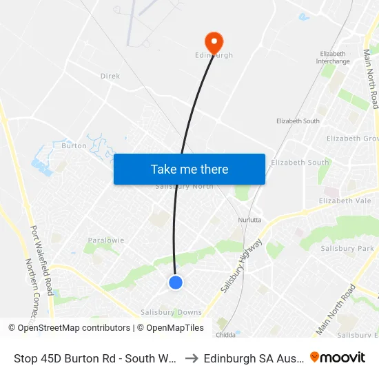 Stop 45D Burton Rd - South West side to Edinburgh SA Australia map