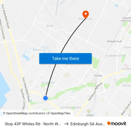 Stop 43P Whites Rd - North West side to Edinburgh SA Australia map