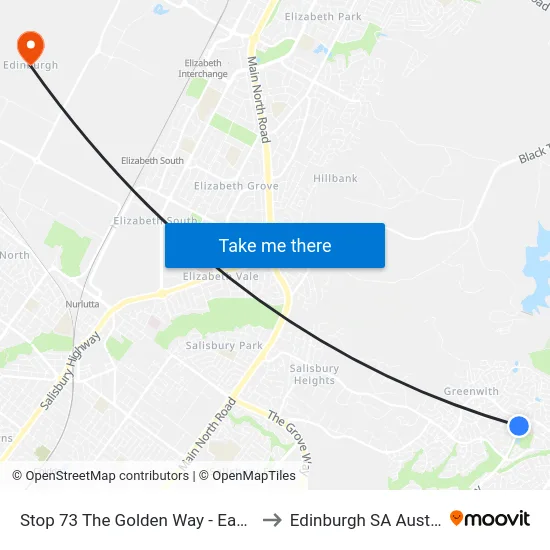 Stop 73 The Golden Way - East side to Edinburgh SA Australia map