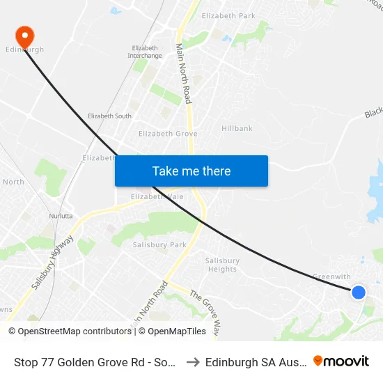Stop 77 Golden Grove Rd - South side to Edinburgh SA Australia map