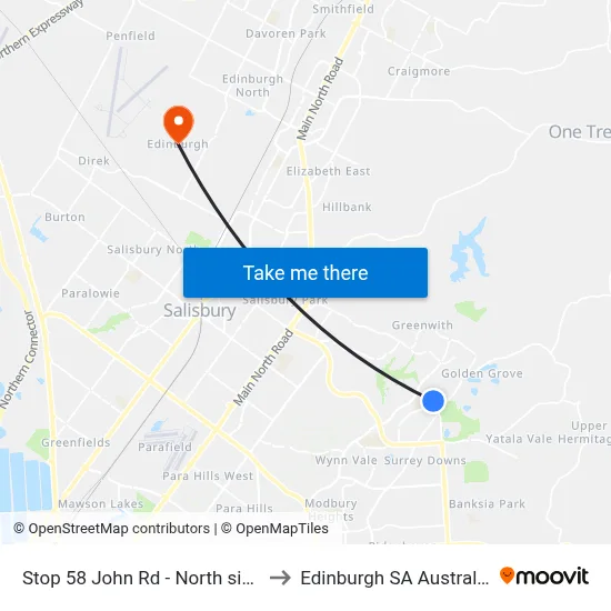 Stop 58 John Rd - North side to Edinburgh SA Australia map