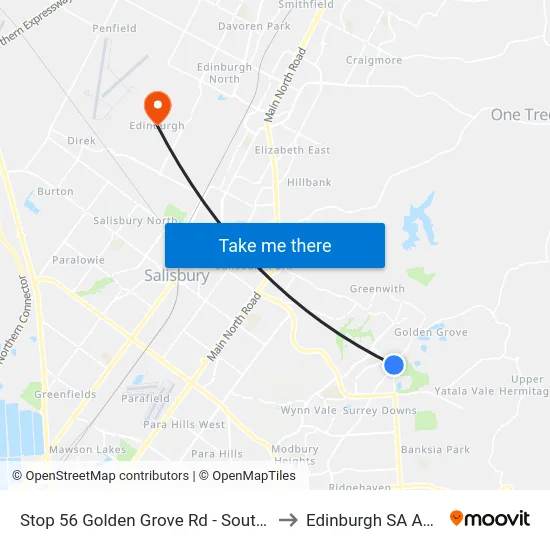 Stop 56 Golden Grove Rd - South East side to Edinburgh SA Australia map