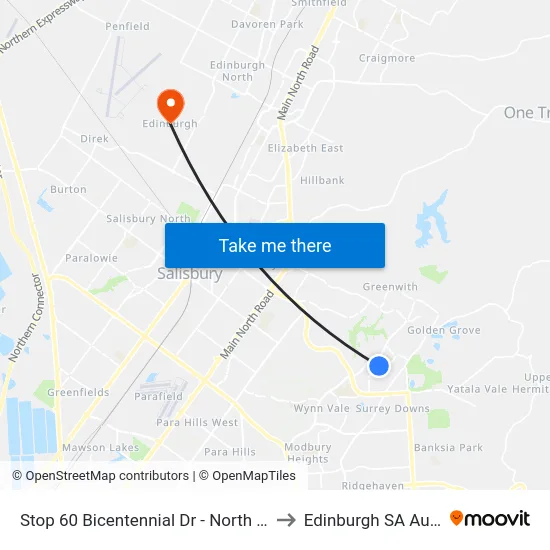 Stop 60 Bicentennial Dr - North West side to Edinburgh SA Australia map