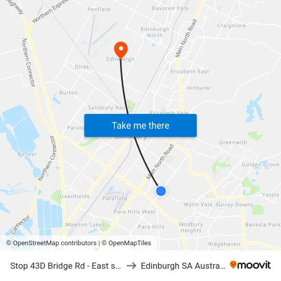 Stop 43D Bridge Rd - East side to Edinburgh SA Australia map