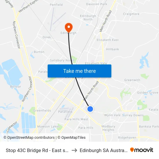 Stop 43C Bridge Rd - East side to Edinburgh SA Australia map