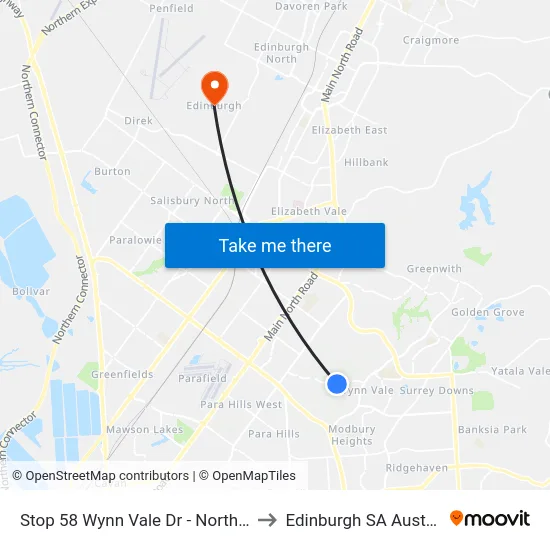 Stop 58 Wynn Vale Dr - North side to Edinburgh SA Australia map