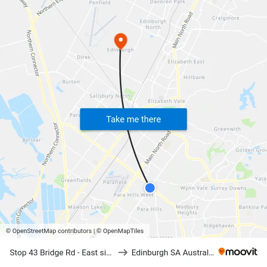 Stop 43 Bridge Rd - East side to Edinburgh SA Australia map