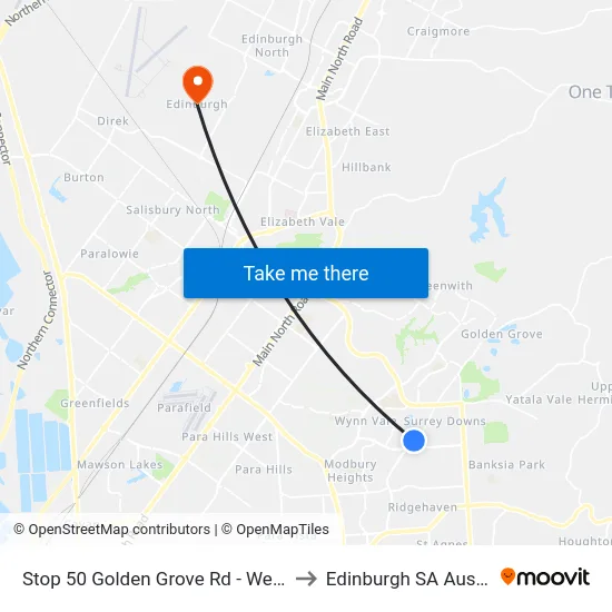 Stop 50 Golden Grove Rd - West side to Edinburgh SA Australia map