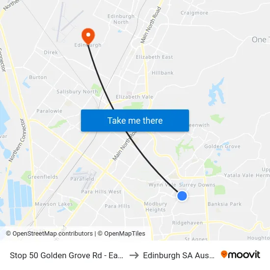 Stop 50 Golden Grove Rd - East side to Edinburgh SA Australia map