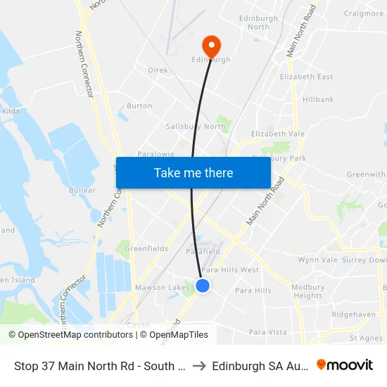 Stop 37 Main North Rd - South East side to Edinburgh SA Australia map