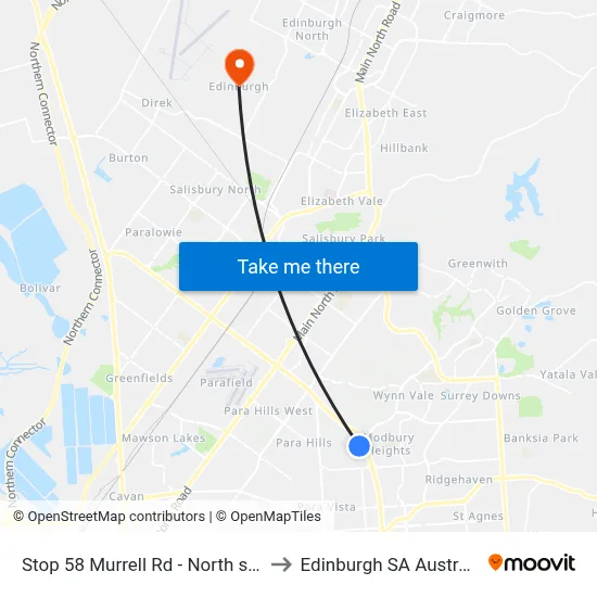 Stop 58 Murrell Rd - North side to Edinburgh SA Australia map