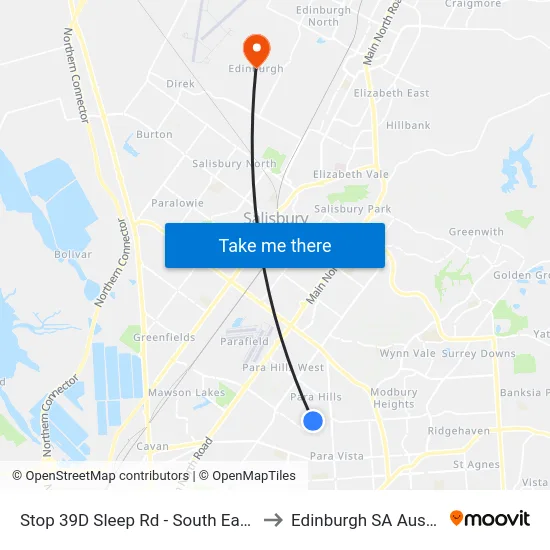 Stop 39D Sleep Rd - South East side to Edinburgh SA Australia map