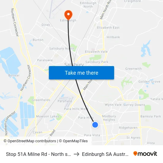 Stop 51A Milne Rd - North side to Edinburgh SA Australia map