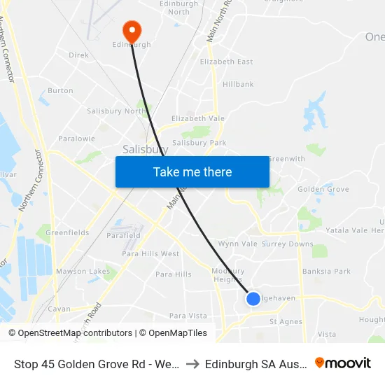 Stop 45 Golden Grove Rd - West side to Edinburgh SA Australia map