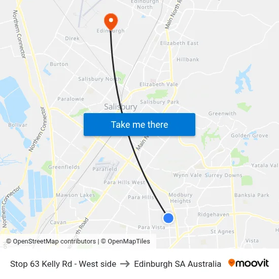 Stop 63 Kelly Rd - West side to Edinburgh SA Australia map