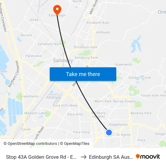 Stop 43A Golden Grove Rd - East side to Edinburgh SA Australia map
