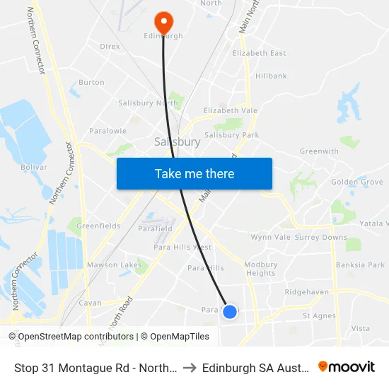 Stop 31 Montague Rd - North side to Edinburgh SA Australia map