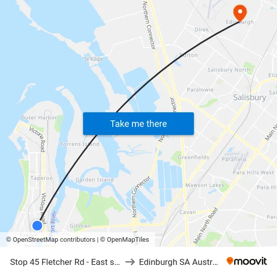 Stop 45 Fletcher Rd - East side to Edinburgh SA Australia map