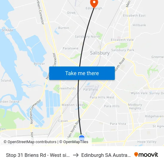 Stop 31 Briens Rd - West side to Edinburgh SA Australia map