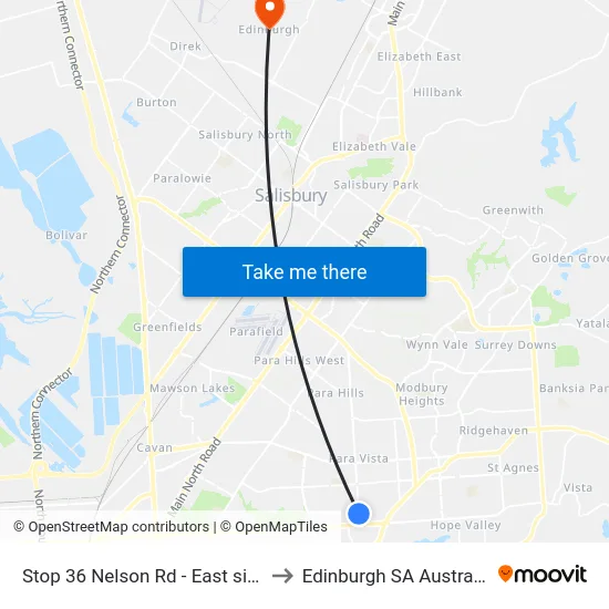 Stop 36 Nelson Rd - East side to Edinburgh SA Australia map