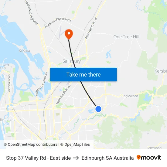 Stop 37 Valley Rd - East side to Edinburgh SA Australia map