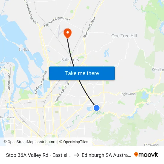 Stop 36A Valley Rd - East side to Edinburgh SA Australia map