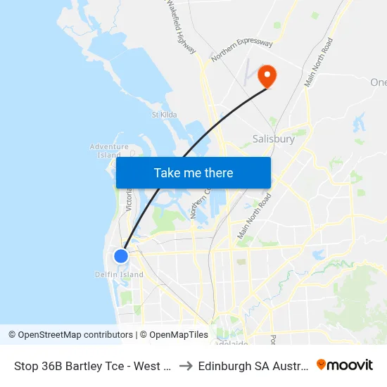 Stop 36B Bartley Tce - West side to Edinburgh SA Australia map