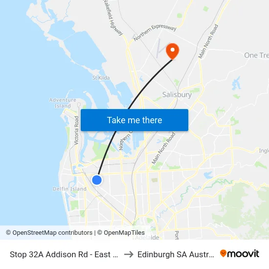 Stop 32A Addison Rd - East side to Edinburgh SA Australia map