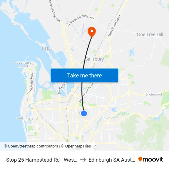 Stop 25 Hampstead Rd - West side to Edinburgh SA Australia map